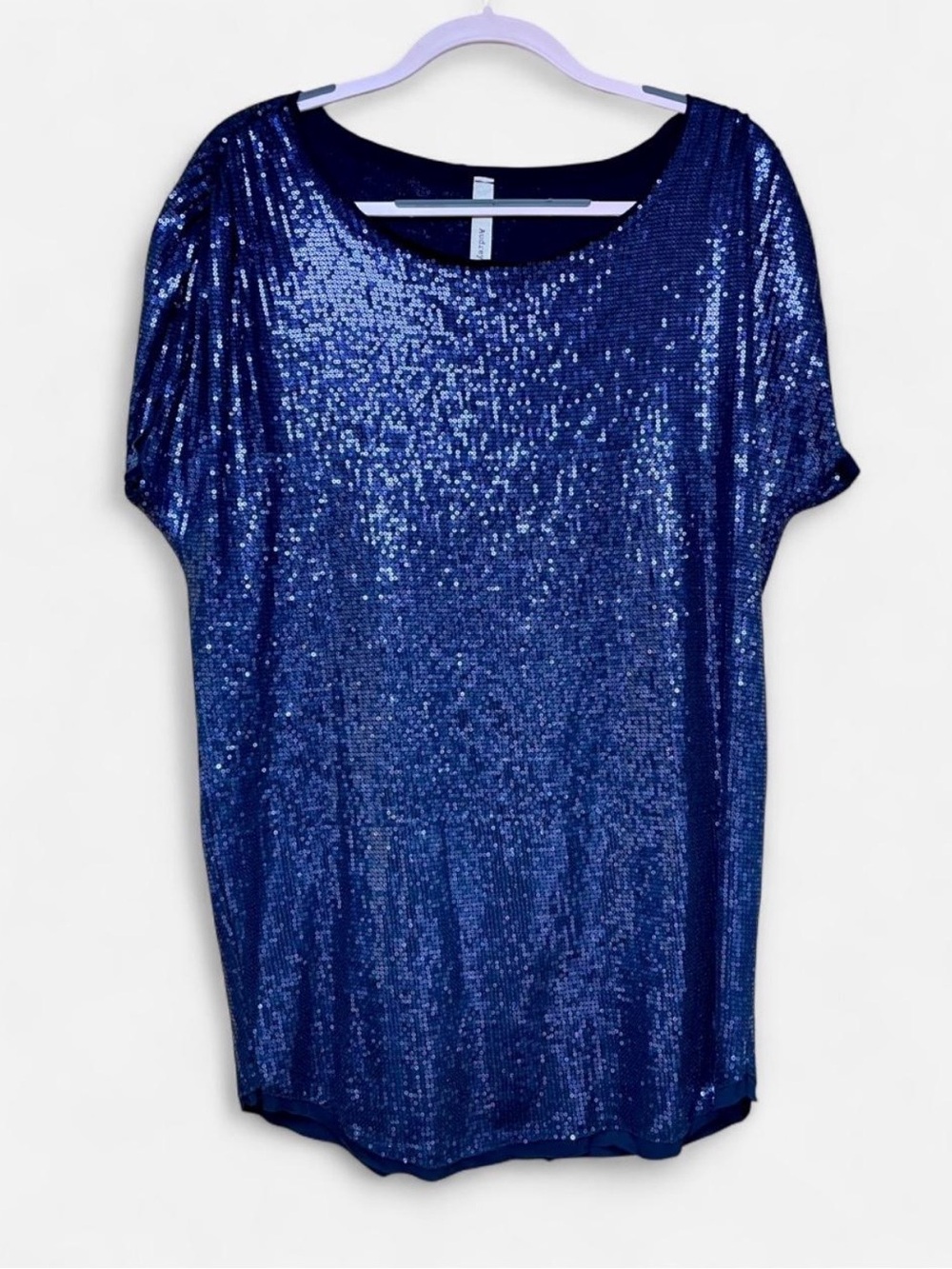 Audrey navy blue and black sequin shirt mini dress, size Medium